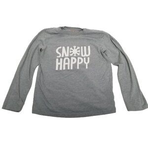 Cat Jack Snow Happy Graphic Tee Small 6 7 Gray Long Sleeve Snowflake Winter